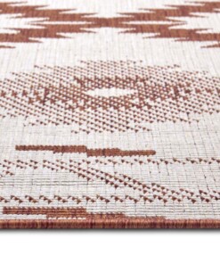 Binnen & buiten vloerkleed ruiten Malibu - terracotta/crème - close up, thumbnail Binnen & buiten vloerkleed ruiten Malibu - terracotta/crème - close up, thumbnail