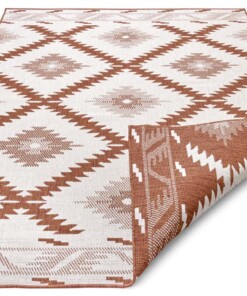 Binnen & buiten vloerkleed ruiten Malibu - terracotta/crème - overzicht schuin, thumbnail Binnen & buiten vloerkleed ruiten Malibu - terracotta/crème - overzicht schuin, thumbnail