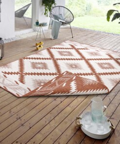 Binnen & buiten vloerkleed ruiten Malibu - terracotta/crème - sfeer