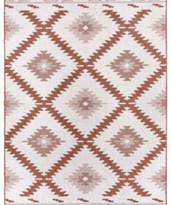 Binnen & buiten vloerkleed ruiten Malibu - terracotta/crème - overzicht boven