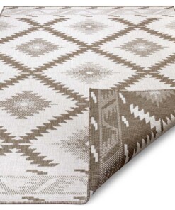 Binnen & buiten vloerkleed ruiten Malibu - lichtbruin/crème - overzicht schuin, thumbnail Binnen & buiten vloerkleed ruiten Malibu - lichtbruin/crème - overzicht schuin, thumbnail