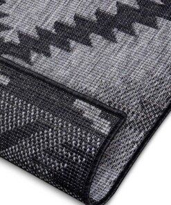 Binnen & buiten vloerkleed ruiten Malibu - zilver/zwart - close up, thumbnail Binnen & buiten vloerkleed ruiten Malibu - zilver/zwart - close up, thumbnail