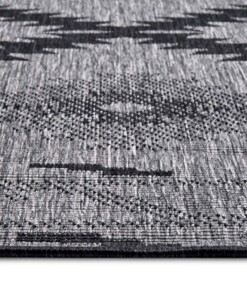 Binnen & buiten vloerkleed ruiten Malibu - zilver/zwart - close up, thumbnail Binnen & buiten vloerkleed ruiten Malibu - zilver/zwart - close up, thumbnail