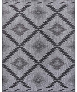 Binnen & buiten vloerkleed ruiten Malibu - zilver/zwart - overzicht boven, thumbnail Binnen & buiten vloerkleed ruiten Malibu - zilver/zwart - overzicht boven, thumbnail