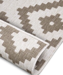 Loper binnen & buiten ruiten Malta - lichtbruin/crème - close up, thumbnail