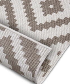 Binnen & buiten vloerkleed ruiten Malta - lichtbruin/crème - close up, thumbnail