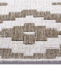 Binnen & buiten vloerkleed ruiten Malta - lichtbruin/crème - close up, thumbnail