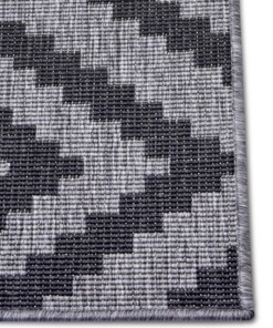 Binnen & buiten vloerkleed ruiten Malta - zilver/zwart - close up, thumbnail