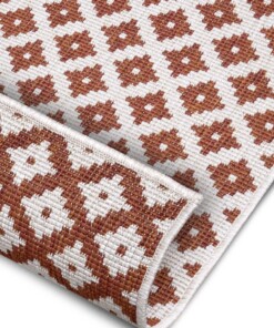 Loper binnen & buiten ruiten Nizza - terracotta/crème - close up, thumbnail