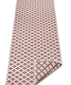 Loper binnen & buiten ruiten Nizza - terracotta/crème - overzicht schuin, thumbnail