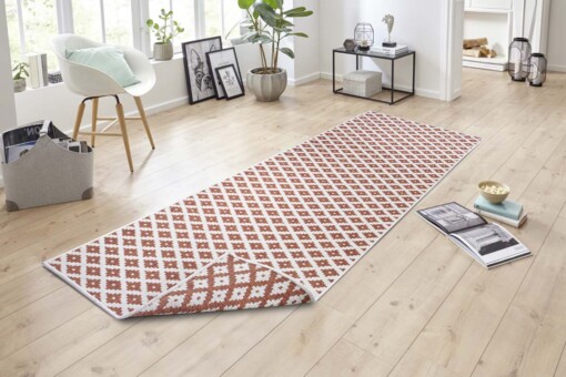 Loper binnen & buiten ruiten Nizza - terracotta/crème - sfeer