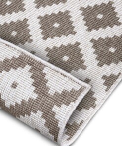 Binnen & buiten vloerkleed ruiten Nizza - lichtbruin/crème - close up, thumbnail Binnen & buiten vloerkleed ruiten Nizza - lichtbruin/crème - close up, thumbnail