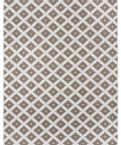 Binnen & buiten vloerkleed ruiten Nizza - lichtbruin/crème - overzicht boven, thumbnail Binnen & buiten vloerkleed ruiten Nizza - lichtbruin/crème - overzicht boven, thumbnail