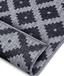 Binnen & buiten vloerkleed ruiten Nizza - zilver/zwart - close up, thumbnail Binnen & buiten vloerkleed ruiten Nizza - zilver/zwart - close up, thumbnail