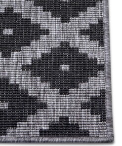 Binnen & buiten vloerkleed ruiten Nizza - zilver/zwart - close up, thumbnail Binnen & buiten vloerkleed ruiten Nizza - zilver/zwart - close up, thumbnail