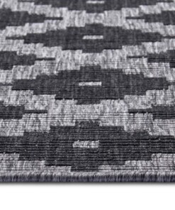 Binnen & buiten vloerkleed ruiten Nizza - zilver/zwart - close up, thumbnail Binnen & buiten vloerkleed ruiten Nizza - zilver/zwart - close up, thumbnail