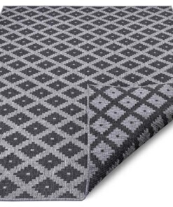 Binnen & buiten vloerkleed ruiten Nizza - zilver/zwart - overzicht schuin, thumbnail Binnen & buiten vloerkleed ruiten Nizza - zilver/zwart - overzicht schuin, thumbnail