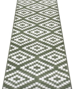 Design loper ruiten Nordic - groen - overzicht schuin, thumbnail