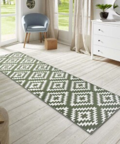 Design loper ruiten Nordic - groen - sfeer