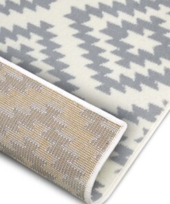 Design loper ruiten Nordic - crème/lichtgrijs - close up, thumbnail