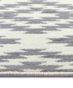 Design loper ruiten Nordic - crème/lichtgrijs - close up, thumbnail