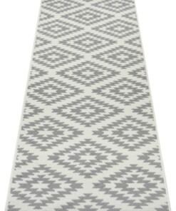 Design loper ruiten Nordic - crème/lichtgrijs - overzicht schuin, thumbnail