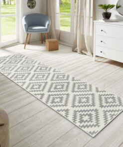 Design loper ruiten Nordic - crème/lichtgrijs - sfeer