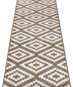 Design loper ruiten Nordic - taupe - overzicht schuin, thumbnail