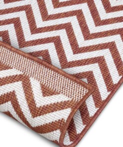 Loper binnen & buiten zigzag Palma - terracotta/crème - close up, thumbnail
