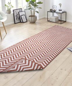 Loper binnen & buiten zigzag Palma - terracotta/crème - sfeer