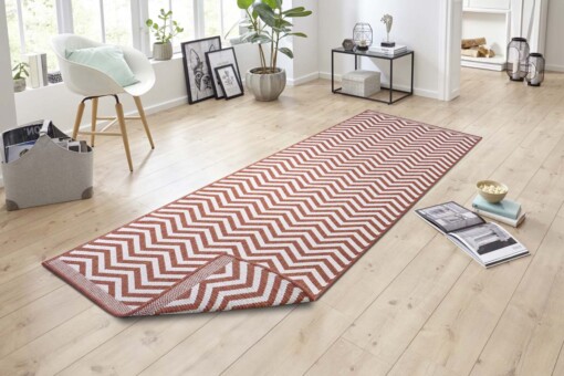 Loper binnen & buiten zigzag Palma - terracotta/crème - sfeer