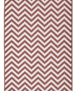 Loper binnen & buiten zigzag Palma - terracotta/crème - overzicht boven, thumbnail
