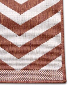 Binnen & buiten vloerkleed zigzag Palma - terracotta/crème - close up, thumbnail Binnen & buiten vloerkleed zigzag Palma - terracotta/crème - close up, thumbnail