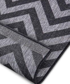 Binnen & buiten vloerkleed zigzag Palma - zilver/zwart - close up, thumbnail Binnen & buiten vloerkleed zigzag Palma - zilver/zwart - close up, thumbnail