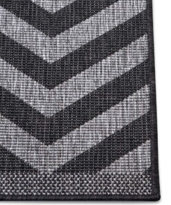 Binnen & buiten vloerkleed zigzag Palma - zilver/zwart - close up, thumbnail Binnen & buiten vloerkleed zigzag Palma - zilver/zwart - close up, thumbnail