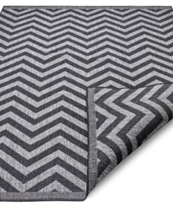 Binnen & buiten vloerkleed zigzag Palma - zilver/zwart - overzicht schuin, thumbnail Binnen & buiten vloerkleed zigzag Palma - zilver/zwart - overzicht schuin, thumbnail