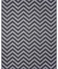 Binnen & buiten vloerkleed zigzag Palma - zilver/zwart - overzicht boven, thumbnail Binnen & buiten vloerkleed zigzag Palma - zilver/zwart - overzicht boven, thumbnail