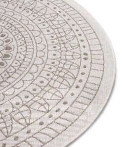 Rond binnen & buiten vloerkleed Porto - lichtbruin/crème - close up, thumbnail