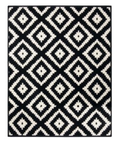 Modern vloerkleed ruiten Diamond - zwart/crème - overzicht boven