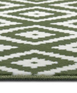 Modern vloerkleed ruiten Diamond - groen/crème - close up, thumbnail