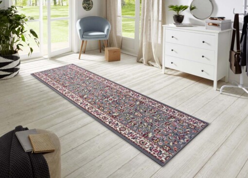 Design loper Vintage - grijs/rood - sfeer