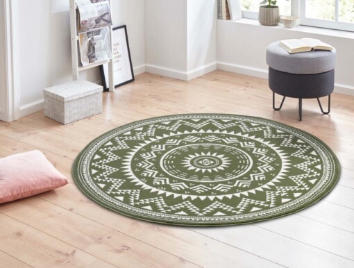 Rond vloerkleed Valencia - groen - sfeer