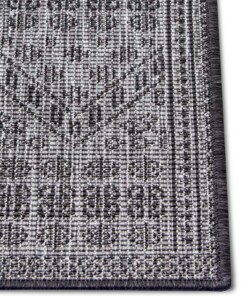 Balkonkleed - Doha zwart/crème - close up, thumbnail