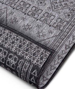 Buitenkleed - Doha zwart/crème - close up, thumbnail