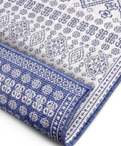 Balkonkleed - Doha blauw/crème - close up, thumbnail Balkonkleed - Doha blauw/crème - close up, thumbnail