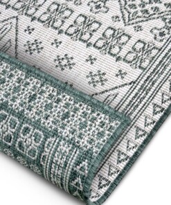 Buitenkleed - Doha groen/crème - close up, thumbnail