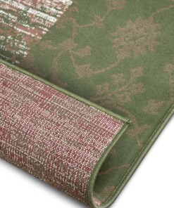 Patchwork vloerkleed Bloques - groen/crème - close up, thumbnail