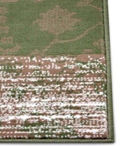 Patchwork vloerkleed Bloques - groen/crème - close up, thumbnail