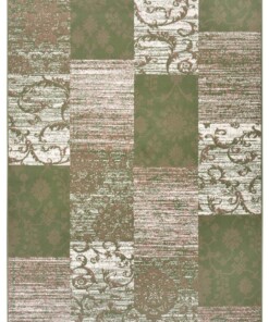 Patchwork vloerkleed Bloques - groen/crème - overzicht boven, thumbnail