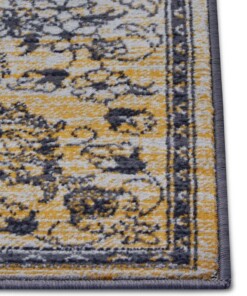 Patchwork vloerkleed Bloques - grijs/geel - close up, thumbnail